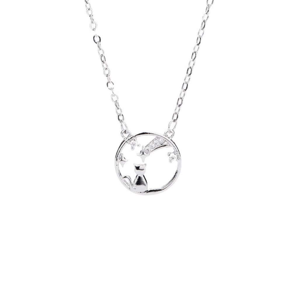 Collier clavicule chaton étoile filante cadeau pour petite amie