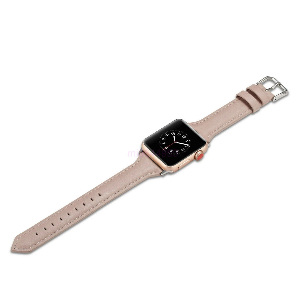 (38mm, Pink) For Apple Watch Series 7 6 5 4 3 2 SE Slim iWatch Leather Band Women Strap-image-OPC-PHF7S7H-NEW