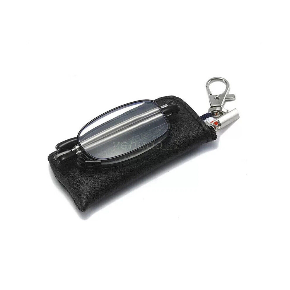 (Black, +2.50) Men/Women Portable Folding Reading Glasses Rotation Eyeglass +1.0 ~ +4.0