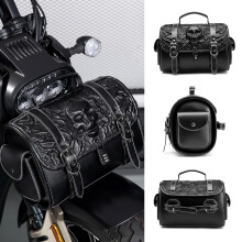 Rebel Rider Motorcycle Saddlebags - Punk Style PU Leather Side Bags for Cruiser & Chopper Bikes