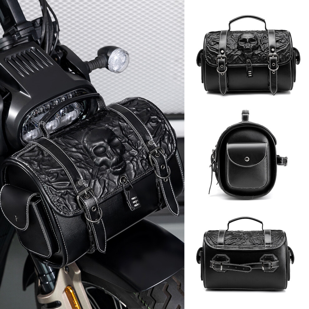Rebel Rider Motorcycle Saddlebags - Punk Style PU Leather Side Bags for Cruiser & Chopper Bikes