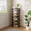 Living And Home (Brown,50cm W) 8-Tier Shoe Rack with Side Hooks 1