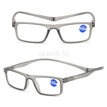 (Grey, +200) Magnetic Reading Glasses Snap Click Neck Hang Spectacles Presbyopic Eyeglasses