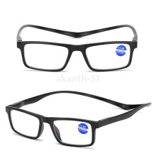 (Black, +200) Magnetic Reading Glasses Snap Click Neck Hang Spectacles Presbyopic Eyeglasses