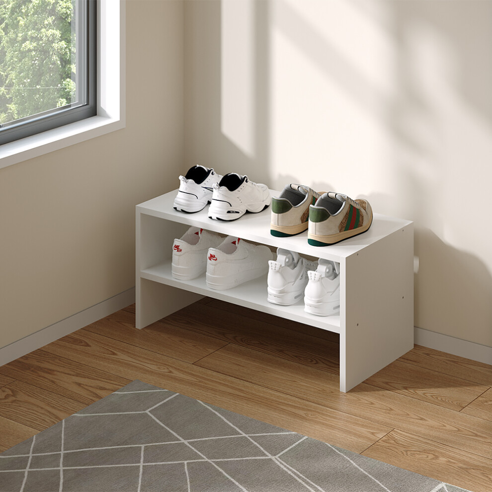 2-Tier Open Wood Shoe Rack
