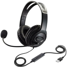 USB Headphones with Mic Noise Cancelling Headset For Skype Computer Laptop PC UK