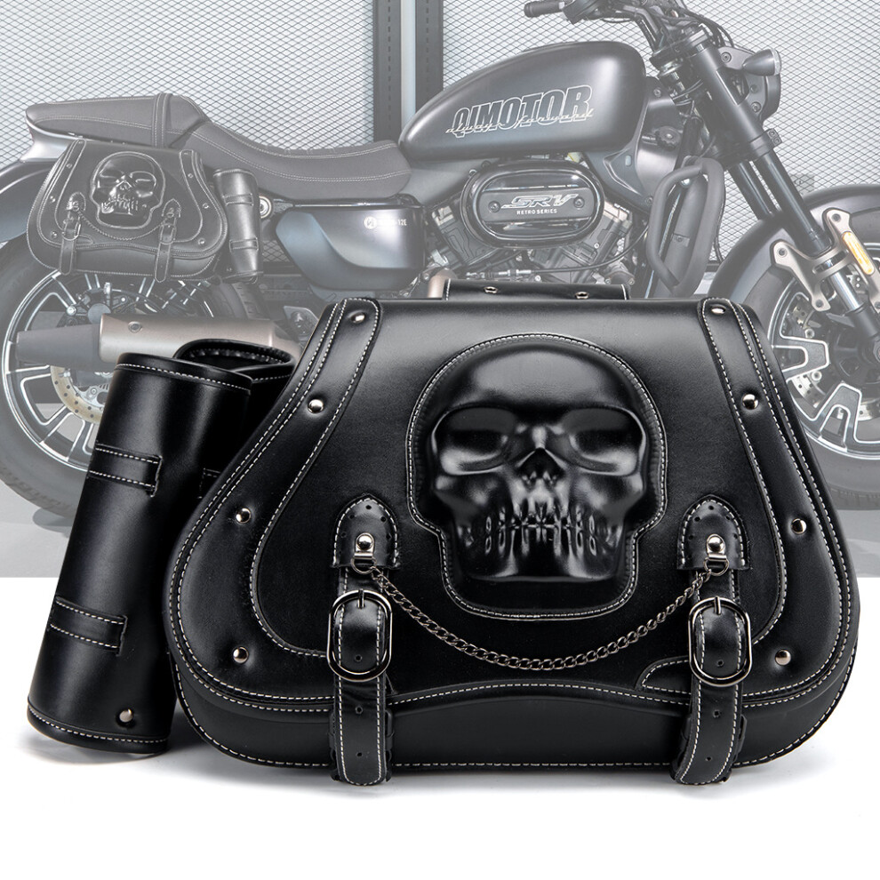 ( Black2(One pair)) Punk Motorcycle Saddlebags - Edgy Cruiser Side Cases for Custom Bike Accessories