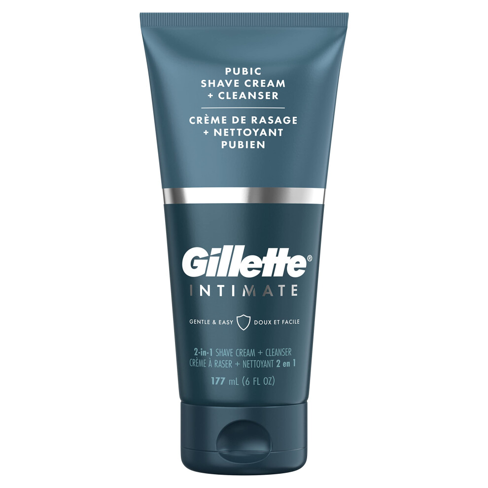 Gillette Intimate 2 in 1 Pubic Shave Cream + Cleanser  Gentle Formula  Formulated for Pubic Hair & Skin  with Aloe  Paraben Free (177 ml)