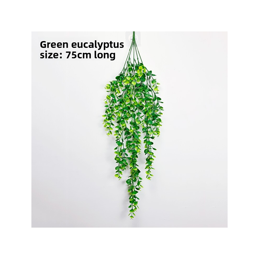 (Green)Fausse canne à eucalyptus plantes vertes décoration murale pour intérieur extérieur décoration événement