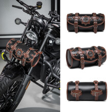 (Brown2(Single pack)) Motorcycle Front Storage Bag - Waterproof Large Capacity Handlebar Pouch for Bike Customization
