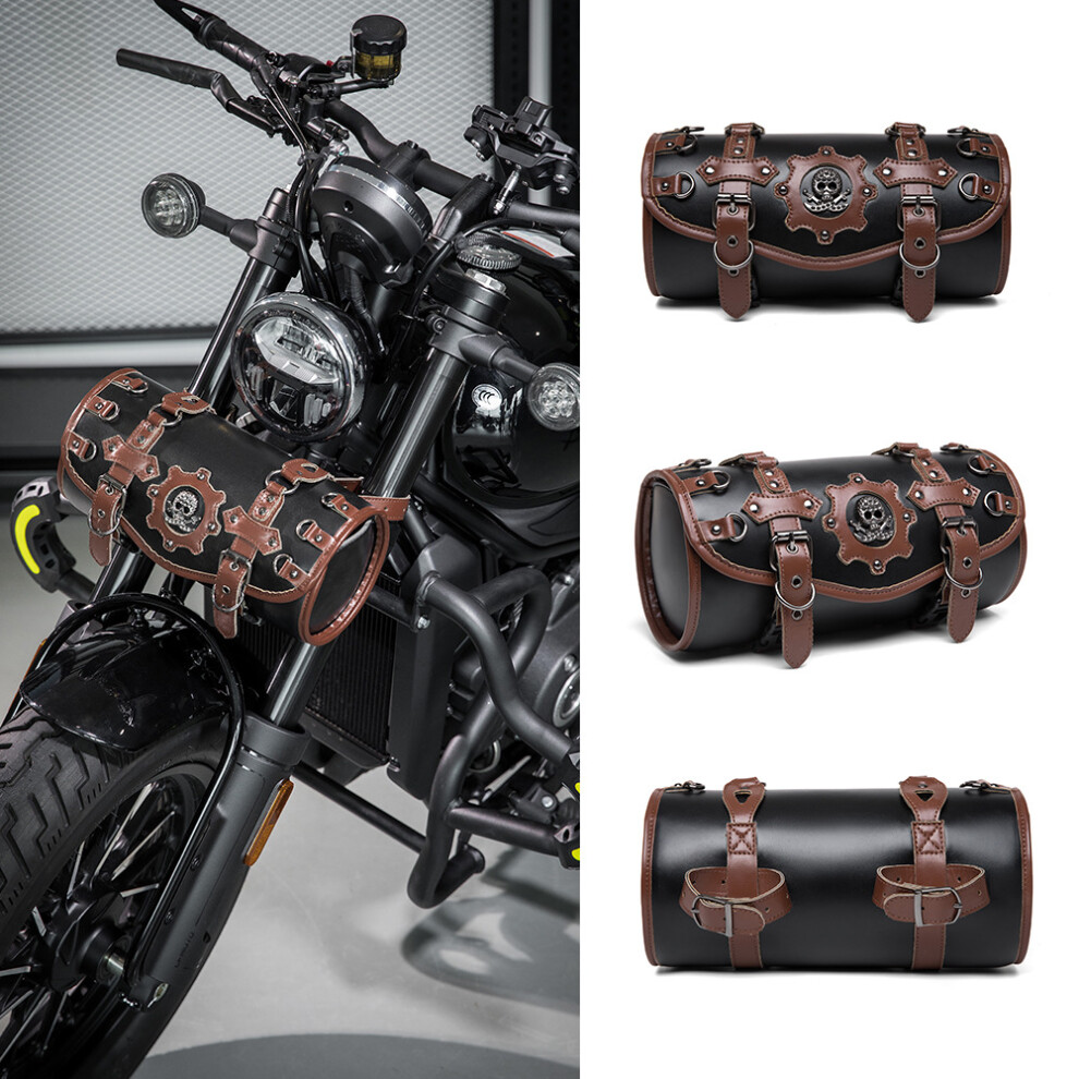(Brown2(Single pack)) Motorcycle Front Storage Bag - Waterproof Large Capacity Handlebar Pouch for Bike Customization