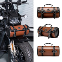(Brown1(Single pack)) Motorcycle Front Storage Bag - Waterproof Large Capacity Handlebar Pouch for Bike Customization