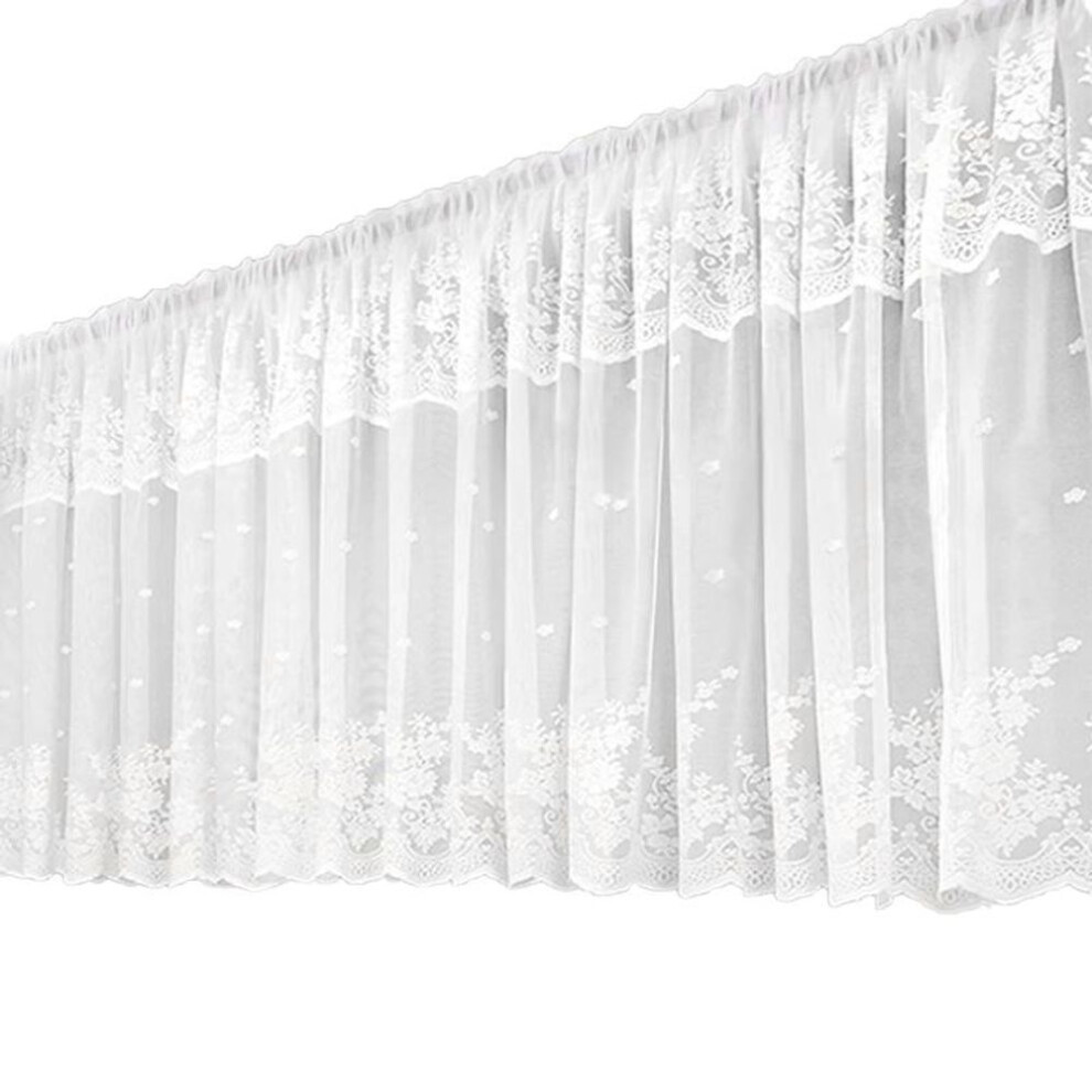 (M) 1pc Multiple Sizes Rural Style Curtain Modern Double Row Lace Half Blackout Lace Through Pole Style Partition Door Curtain