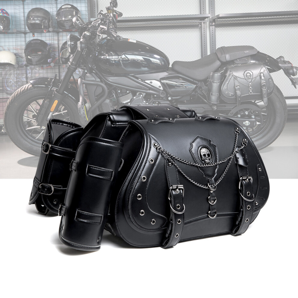 ( Black3(One pair)) Punk Motorcycle Saddlebag - Large Capacity Biker Storage Pouch for Custom Bike Accessories