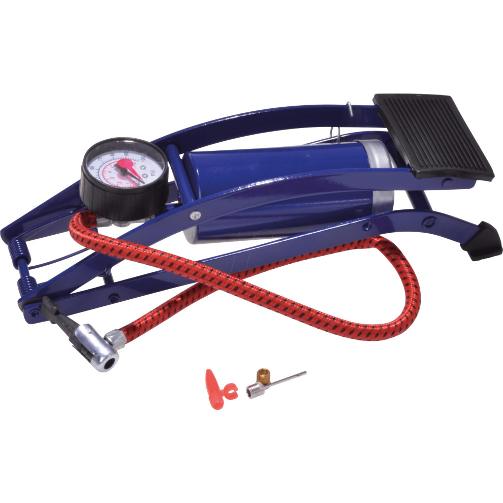 Garden Mile Portable Foot Pump - Single Cylinder Footpump - Heavy Duty Pump For Bike Tyres for Footballs - Air Pumps with Pressure Gauges