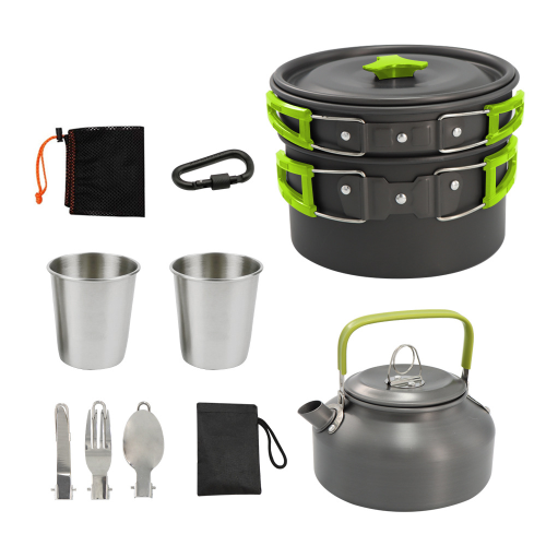 Batterie De Cuisine De Camping, Ensemble De Cuisine Pour Sac à Dos: Ustensiles De Cuisine D'extérieur Portables Et Durables Avec Vaisselle Et Sac De Rangement Pratique