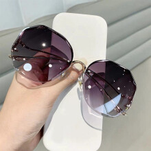 (dark grey) Lady Rimless Sunglasses Fashion Oversized Outdoor Gradient Shades UV400 Glasses