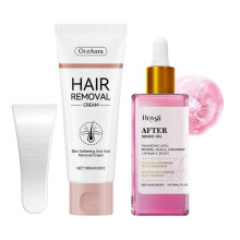 Hair Removal Cream+After Shave Oil Set, Painless and Gentle Hair Removal Soothing & Hydrating, Prevent Ingrown Hair for Smooth