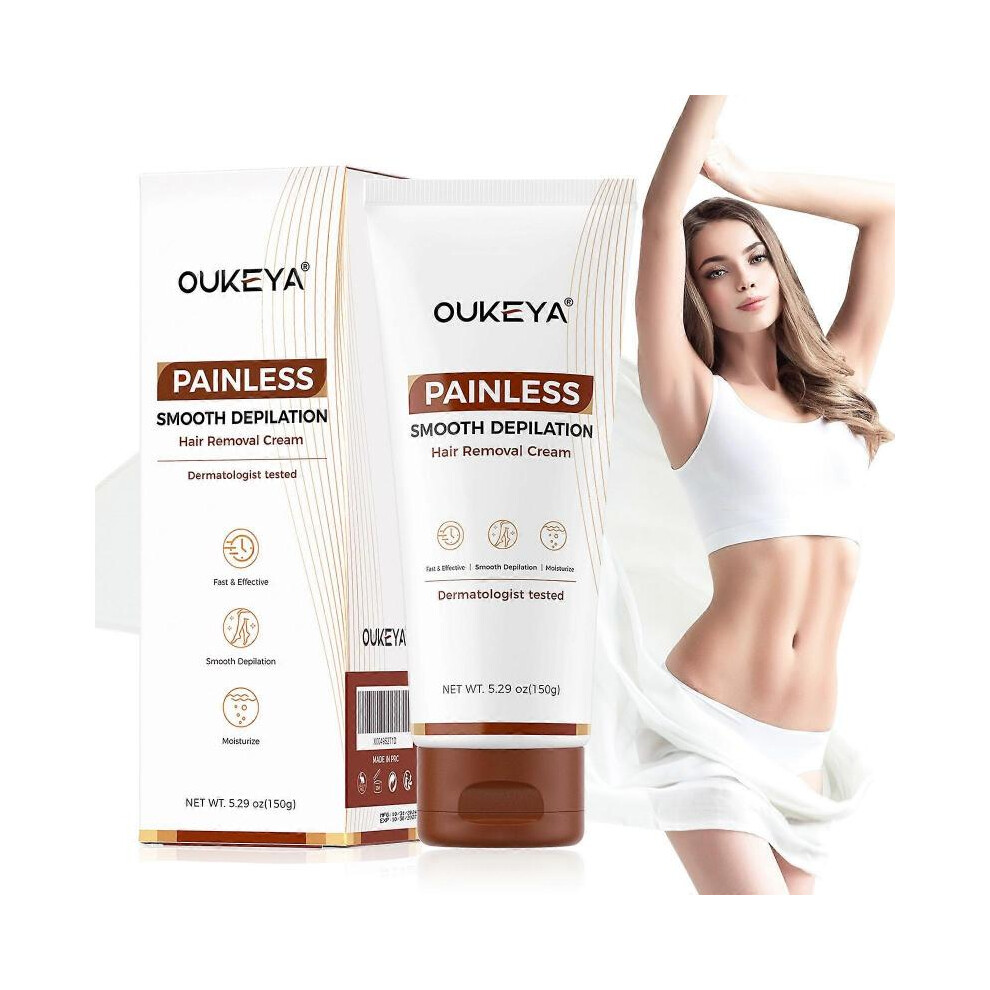 (3PCS)Hair Removal Cream For Women & Men w/Natural Extracts, Sensitive Skin Face & Body Hair Depilatories, Painless Hair Removal Gel w/Applicator Tool