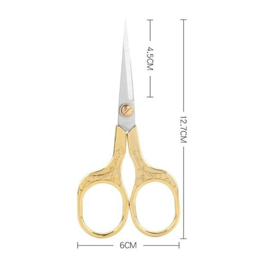 (gold) Stainless Steel Vintage Scissors Sewing Fabric Cutter Embroidery Tailor Thread Handmade Scissor