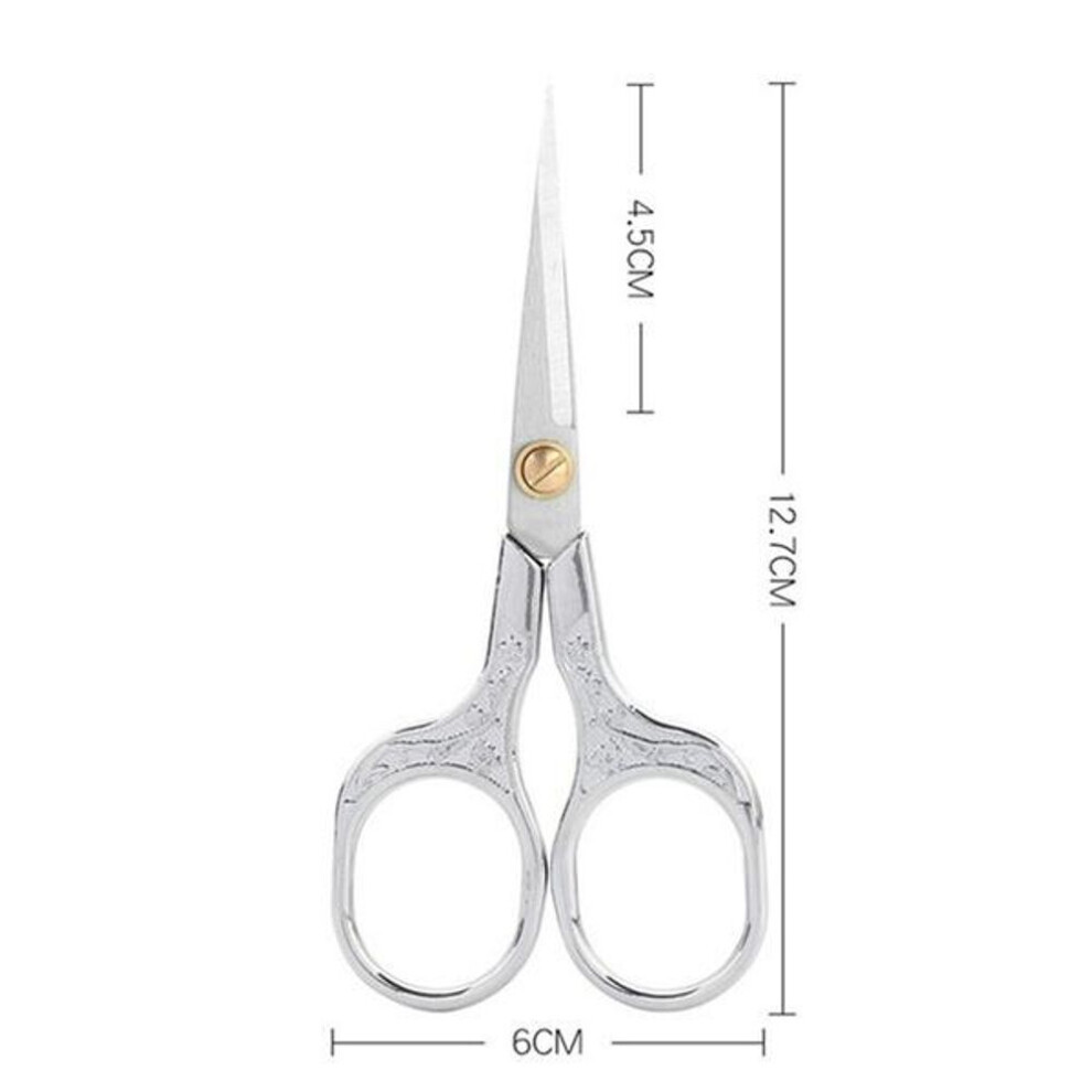 (silver) Stainless Steel Vintage Scissors Sewing Fabric Cutter Embroidery Tailor Thread Handmade Scissor