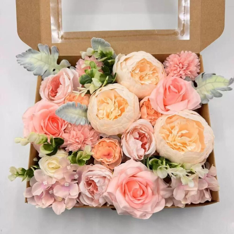 (pink) Artificial Flowers Combo Flowers Mix Silk Flowers Roses Peonies With Stems For Diy Wedding Bridal Bouquets Baby Shower Table Centerpieces Home Decor