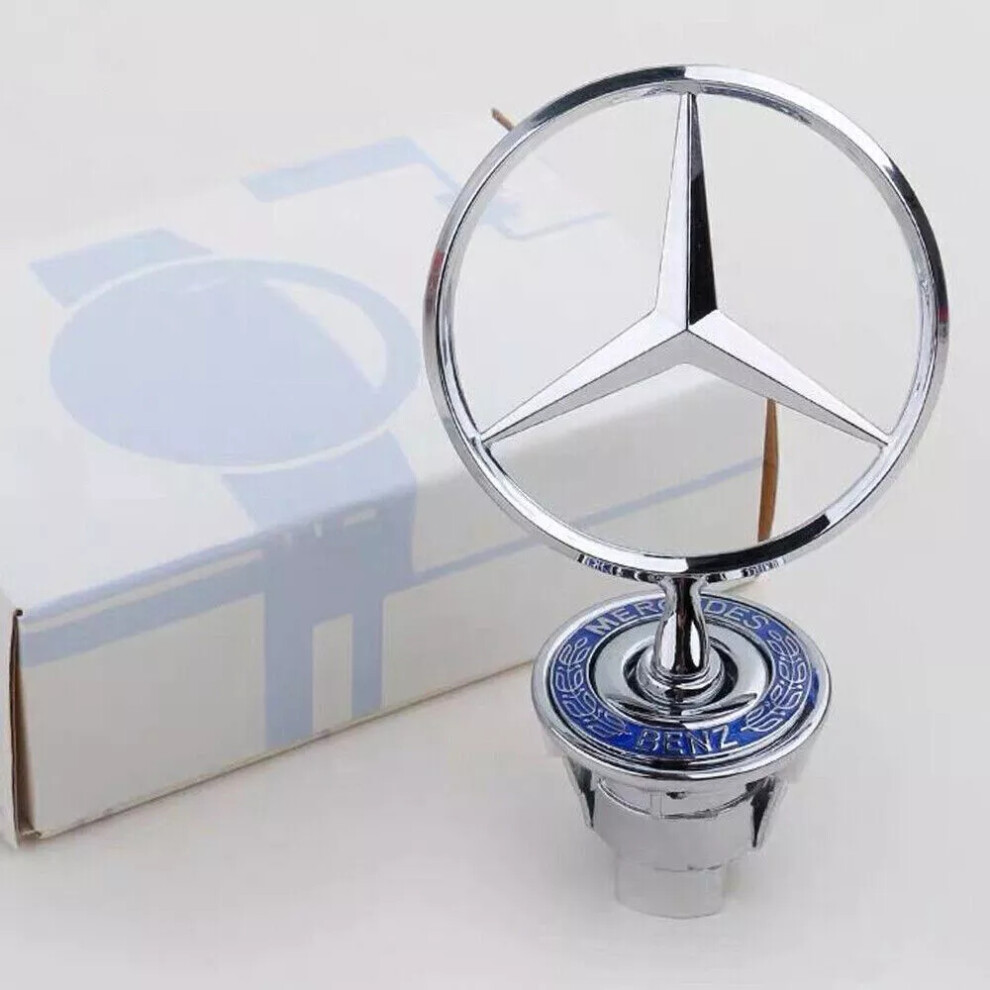 Bonnet Raised Star Emblem Badge Chrome Fits Mercedes Benz C E S CLK Class 44mm