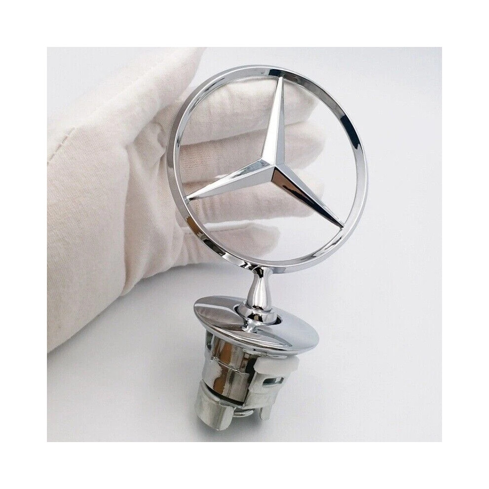 For Mercedes Benz Bonnet Raised Star Emblem Badge Chrome C E S Clk Class 44Mm 4006427971110