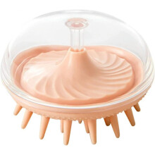 Dog Bath Brush,Best Pet Bathing Tool for Dogs,Soft Silicone Grooming Brush Bristles Give Pet Gentle Massage,Extra Shampoo Dispenser,Pink