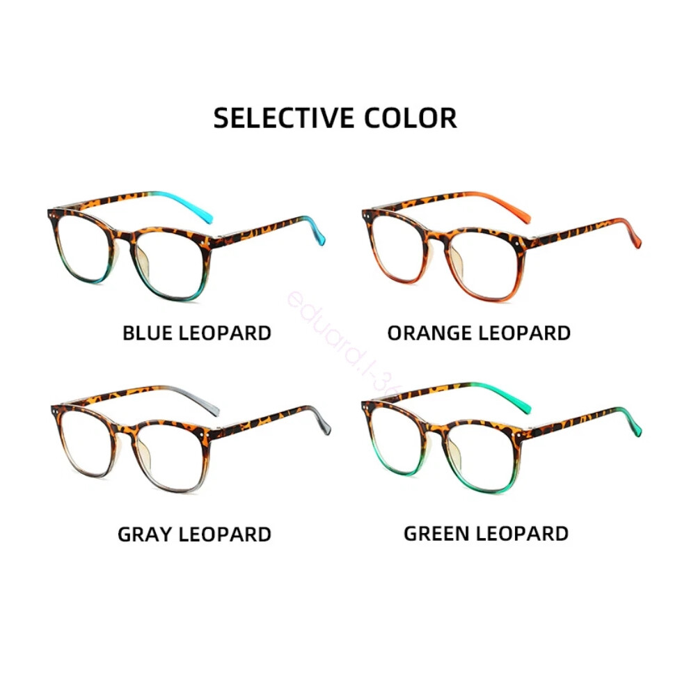 (Green Leopard, +400) Unisex Superb Thin Frame Reading Glasses/Spring Hinges/Round Retro Designed-image-OPC-PHF888J-NEW