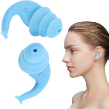(Blue) Ear Plugs for Noise Reduction | Waterproof Swimming Earplugs | Super Soft, Reusable Flexible Silicone Ear Plugs for Sleeping, Swimming,