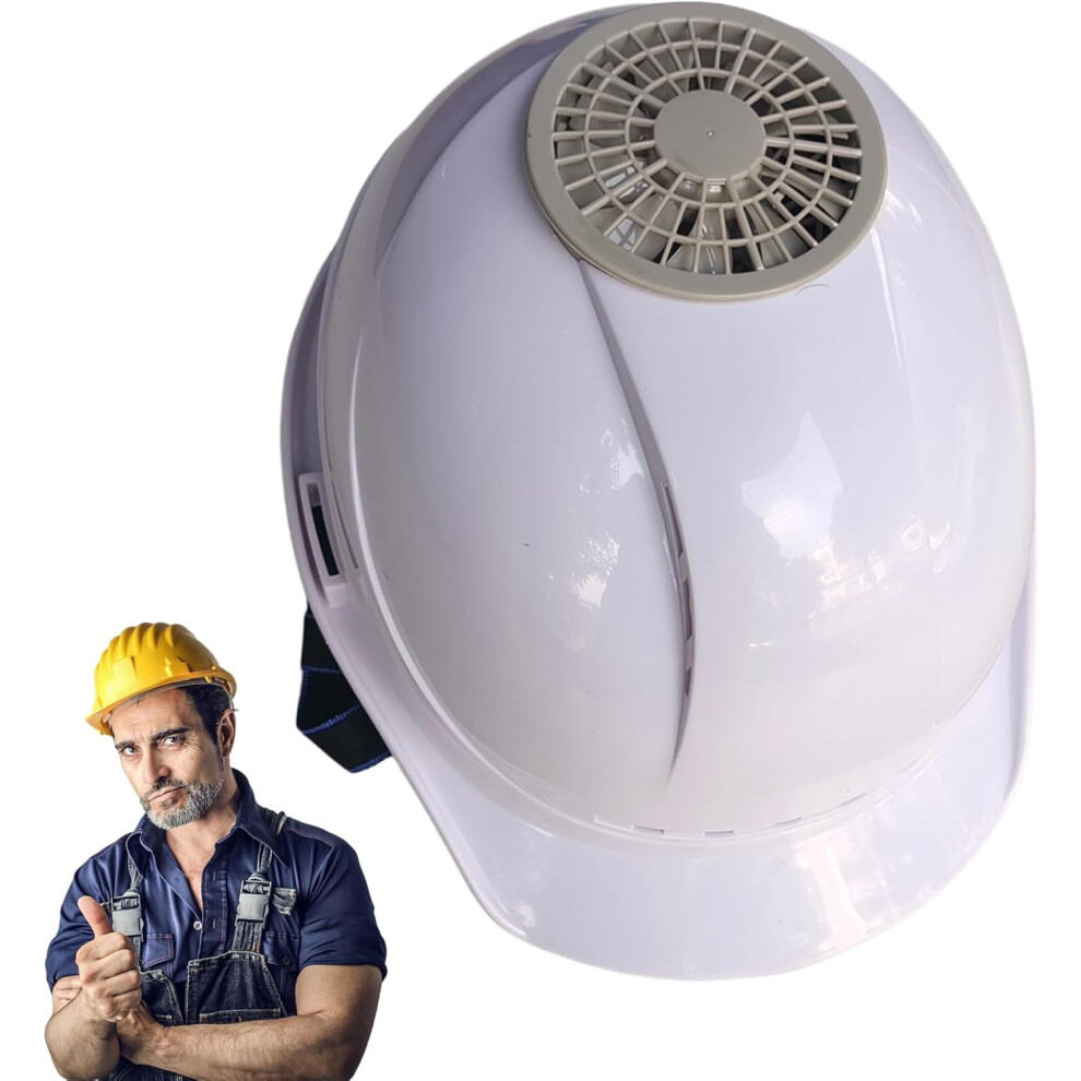 (White) Hat With Fan Built In - Construction Hard Hat With Fan | Outdoor Cool Caps, Ventilated Caps, Adjustable For Outdoor Construction And Home Impr 749691444457