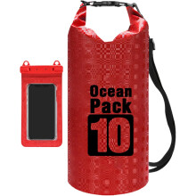 (Red) Dry Bag - Waterproof Boat Bag,Roll Top Backpack Storage for Hiking Commuting Shopping Swimming Outdoor Activities