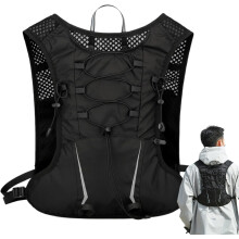 (B, Black) Water Backpack for Running,Jogging Daypack with Pockets - Adjustable Reflective Hydration Pack for Outdoor Running Camping Cycling
