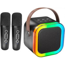 (with 2 Wireless Microphones, black) Mini Karaoke Machine,Mini Karaoke Machine with 1/2 Wireless Microphones