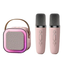 (with 2 Wireless Microphones, pink) Mini Karaoke Machine,Mini Karaoke Machine with 1/2 Wireless Microphones