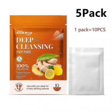 (5pack Foot patch) 50pcs Detox Foot Patches Ginger Cleansing Foot Pads Natural Remove Dampness Toxins Relieve Stress Improve Sleep Body Foot Care