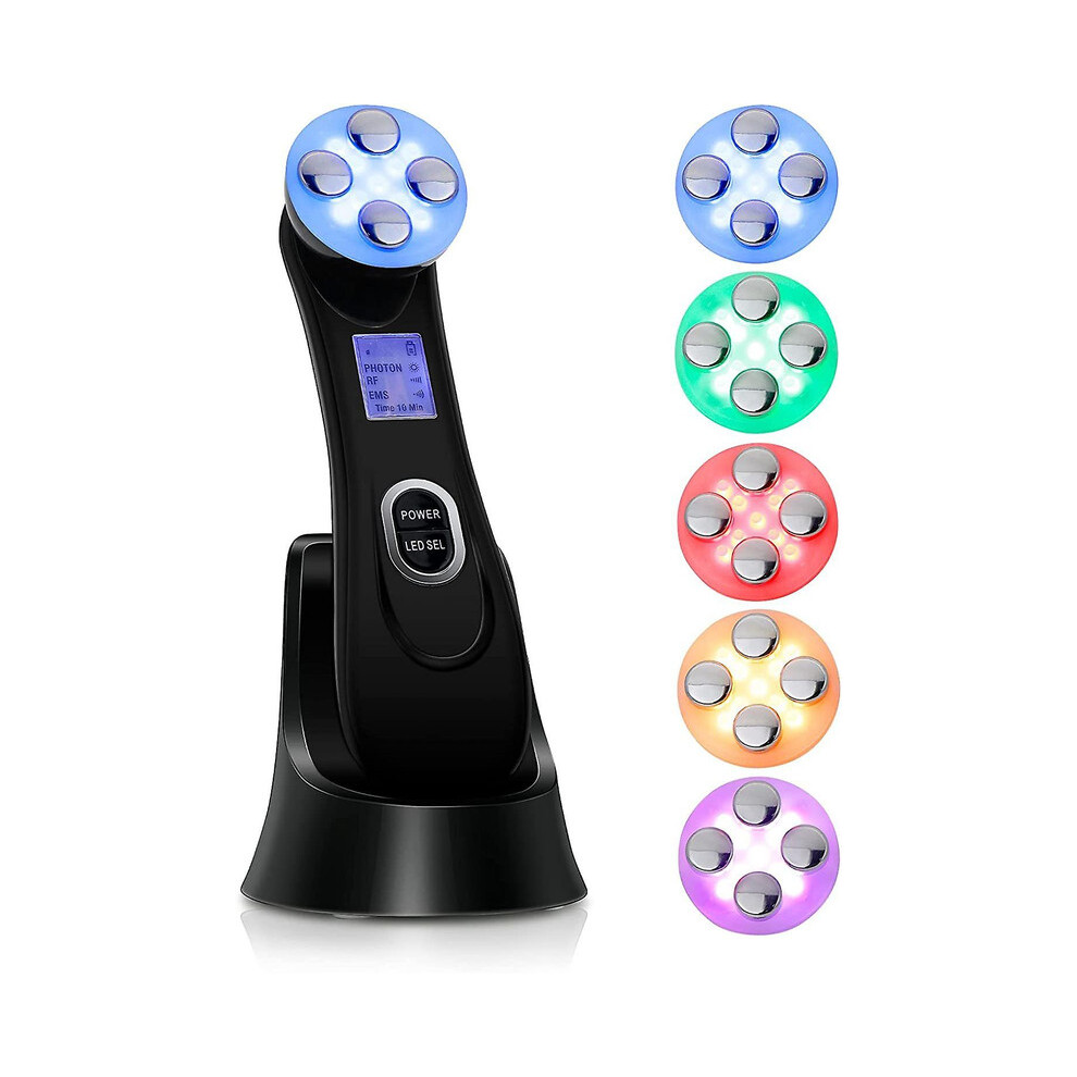 Chronus Black 5-In-1 Ultrasonic Facial, Rf/Ems/Led, Skin Tightening (Black)