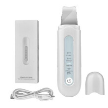 Ultrasonic Facial Scrubber, EMS Ion, Blackhead/Wrinkle Remover (White)