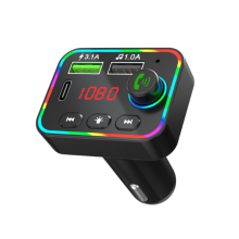 Bluetooth FM Transmitter, Dual USB, Hands-Free, TF/USB, LED (Black)