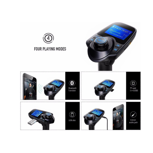 Bluetooth FM Transmitter, Car Charger, 2 USB, Hands-free T11 (Black) 2