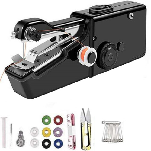 Handheld Sewing Machine, Mini Portable Cordless, Essential for Quick Home Sewing Crafts (Black)