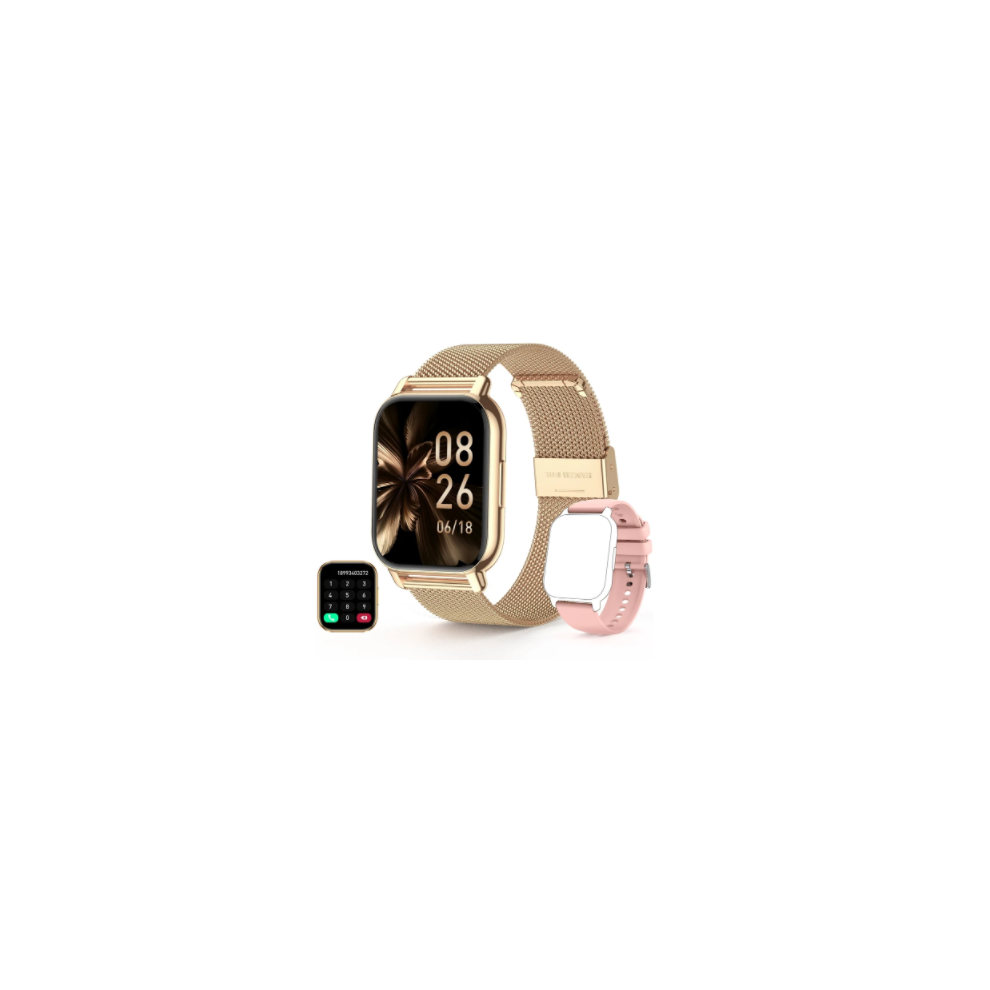 Chronus 1.85" Bt Smartwatch - Spo2/Hr, 24 Sports, 5-Day Battery (Gold) Gold 9331562881556