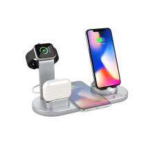 4-in-1 Fast Wireless Charger - iPhone, Apple Watch, AirPods (Silver)