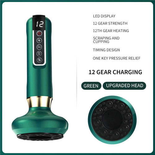 Electric Cupping Device, Vacuum Scraping, Rechargeable, Green 2