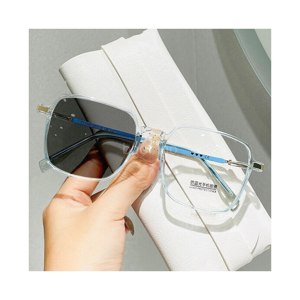 (Blue, +2.00 strength) Big frame Transition Photochromic Reading Glasses Readers Sunglasses 0.5~4.0