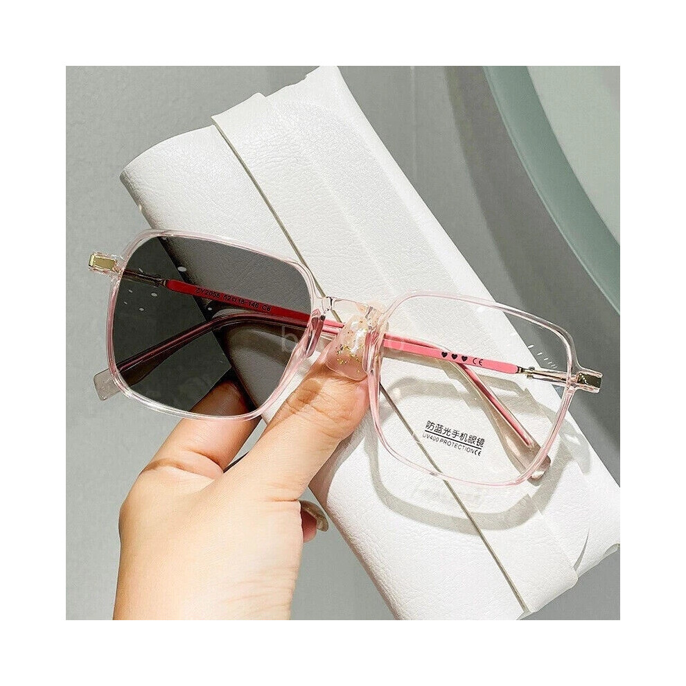 (Pink, +3.00 strength) Big frame Transition Photochromic Reading Glasses Readers Sunglasses 0.5~4.0
