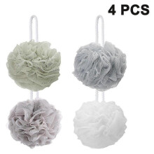 bath sponge set by shower bouquet 4 pack, extra large mesh pouf soft scrubber for men and women gentle cleanse in beauty bathing accessories