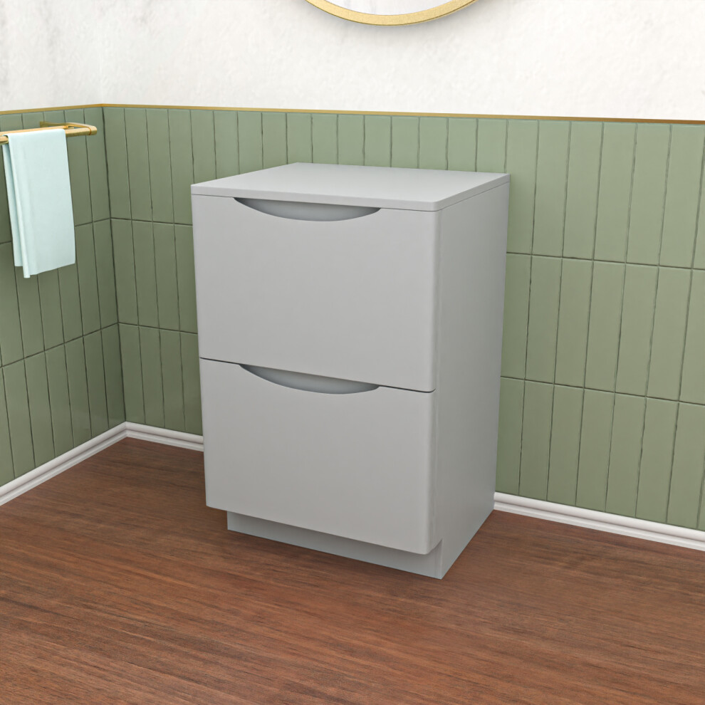 Nes Home Matte Grey 500mm 2 Drawer Work Top Freestanding Bathroom Vanity Unit