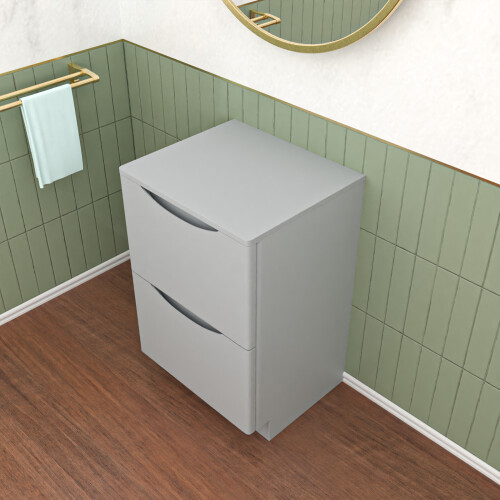 NES Home Nes Home Matte Grey 500mm 2 Drawer Work Top Freestanding Bathroom Vanity Unit 2